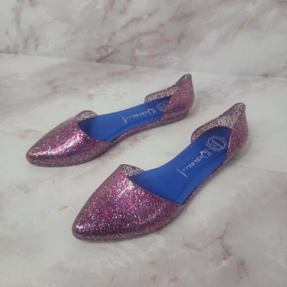 JEFFREY CAMPBELL GLITTER SPARKLE PINK JELLY FLATS HAVANA US LADIES SZ 8 SLIP ON - Picture 3 of 16